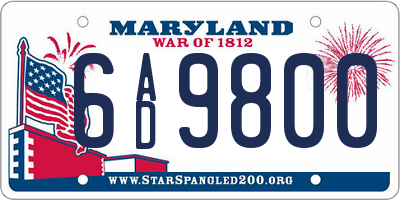 MD license plate 6AD9800