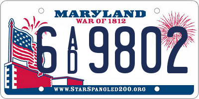 MD license plate 6AD9802