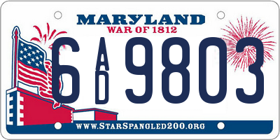 MD license plate 6AD9803