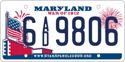 MD license plate 6AD9806