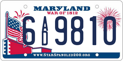 MD license plate 6AD9810