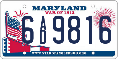 MD license plate 6AD9816