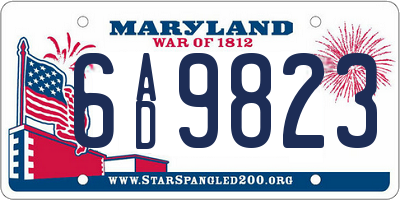 MD license plate 6AD9823