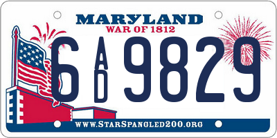 MD license plate 6AD9829