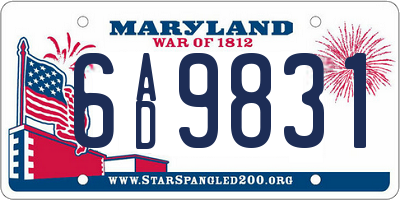 MD license plate 6AD9831