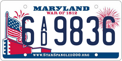 MD license plate 6AD9836