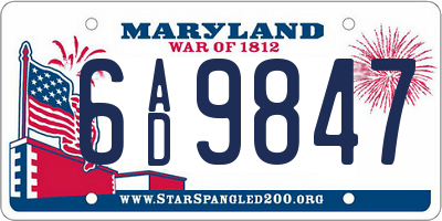 MD license plate 6AD9847