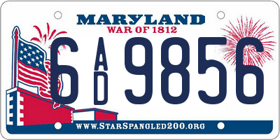 MD license plate 6AD9856