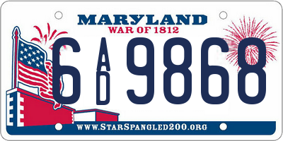 MD license plate 6AD9868