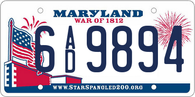 MD license plate 6AD9894