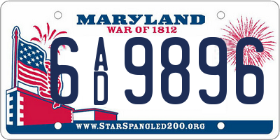 MD license plate 6AD9896