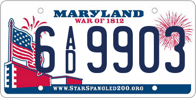 MD license plate 6AD9903