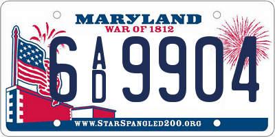 MD license plate 6AD9904