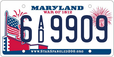 MD license plate 6AD9909