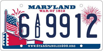 MD license plate 6AD9912