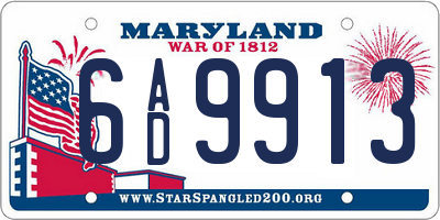 MD license plate 6AD9913