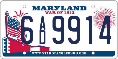 MD license plate 6AD9914