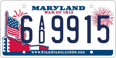 MD license plate 6AD9915