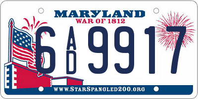 MD license plate 6AD9917