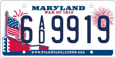 MD license plate 6AD9919
