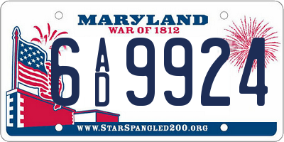 MD license plate 6AD9924