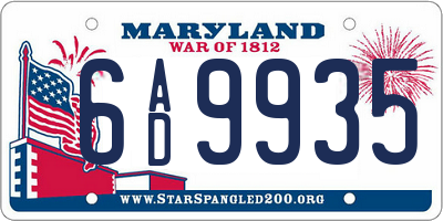 MD license plate 6AD9935