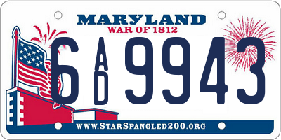 MD license plate 6AD9943