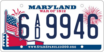 MD license plate 6AD9946