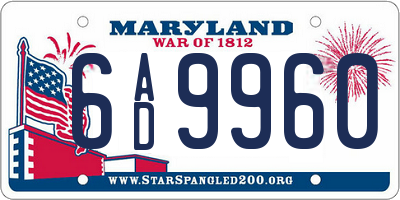 MD license plate 6AD9960