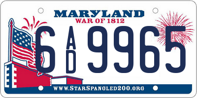 MD license plate 6AD9965