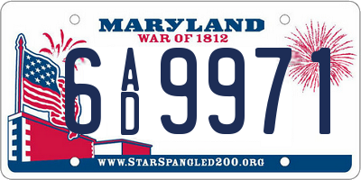 MD license plate 6AD9971