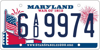 MD license plate 6AD9974