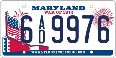 MD license plate 6AD9976