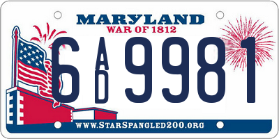 MD license plate 6AD9981