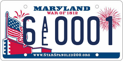 MD license plate 6AE0001