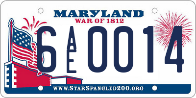 MD license plate 6AE0014