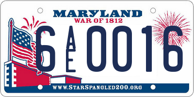 MD license plate 6AE0016