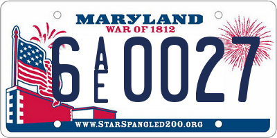 MD license plate 6AE0027
