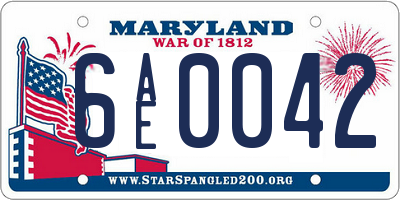 MD license plate 6AE0042