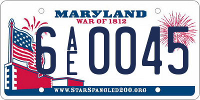MD license plate 6AE0045