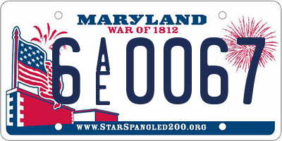 MD license plate 6AE0067