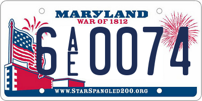 MD license plate 6AE0074
