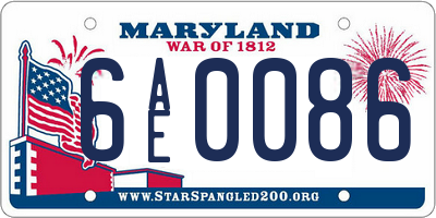 MD license plate 6AE0086