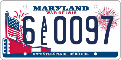 MD license plate 6AE0097