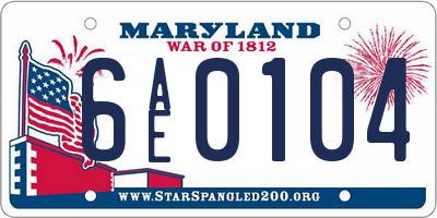 MD license plate 6AE0104