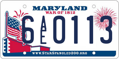 MD license plate 6AE0113