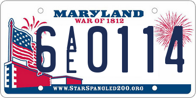 MD license plate 6AE0114