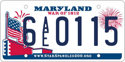MD license plate 6AE0115