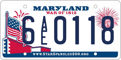 MD license plate 6AE0118