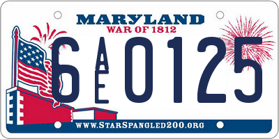 MD license plate 6AE0125